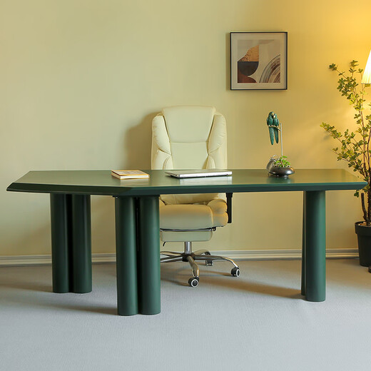 Haoyikaijia simple modern solid wood computer light luxury minimalist style special-shaped designer office boss workbench size 130*80*75 (elegant black)