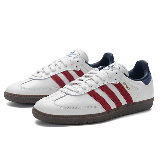Adidas (adidas) Clover Chaussures pour hommes Chaussures pour femmes 2025 Summer New Sports Chaussures Samba Low Top Chaussures de planche légère Chaussures décontractées IH4881 Blanc et rouge 36