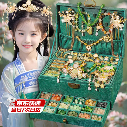 梦多福儿童串珠玩具diy手工女孩生日礼物6古风材料包8头发饰套装10礼盒9