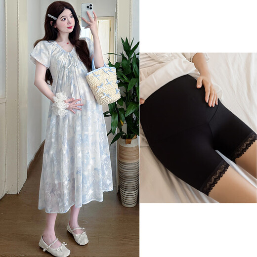 Gememan Mutterschaftskleid Sommer 2025 Neue losen Bauchabdeckung, ohne die High-End-Kleidertemperament-Kleid von Schwangerschaftsmutter zu zeigen xxl xxl