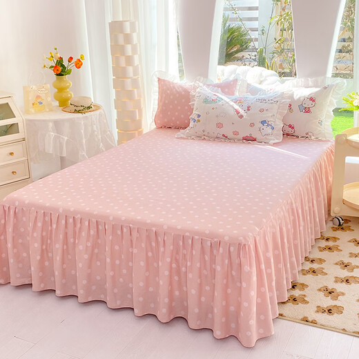 Yalu Pure Cotton Vier-Tiefe-Set-Prinzessin-Stil Bettwäsche Volles Baumwollkoreaner-Spitzen-Quilt-Deckung Kinderblätter und Bettrockstil Schatz KT [rein