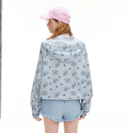 
UNIFREE [Aisle Co-branded] Korean cute striped loose hooded jacket Blue M
