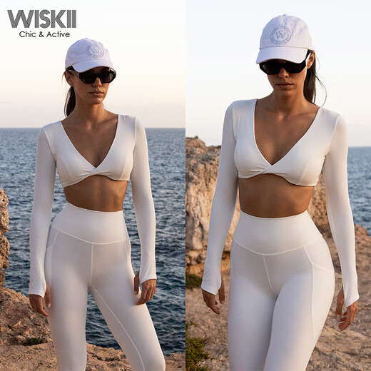 WISKII new outer wear yoga wear fitness wear long-sleeved tight top women's Pilates sports fitness top running training Sunset (top) S