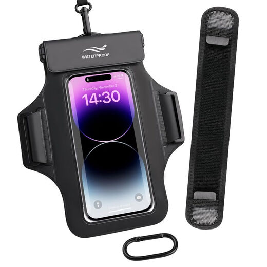 CLCEY swimming bag mobile phone waterproof bag floating 7-inch universal waterproof arm bag drifting swimming bag waterproof bag classic black