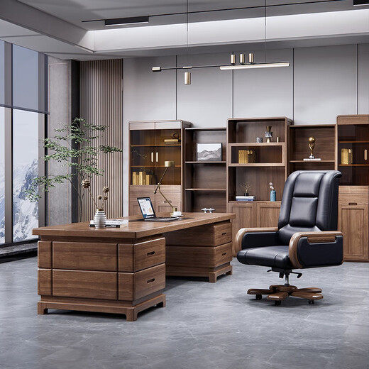 All solid wood desk boss desk office combination president desk simple general manager office furniture high-end executive desk 2.0 boss desk