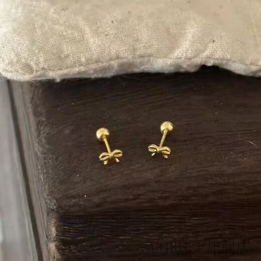 ABJB Laofeng Bow Screw Twist Earrings Exquisite and Versatile Temperament Nourishing Ear Hole Earrings Golden Bows 2 pcs 2 pcs