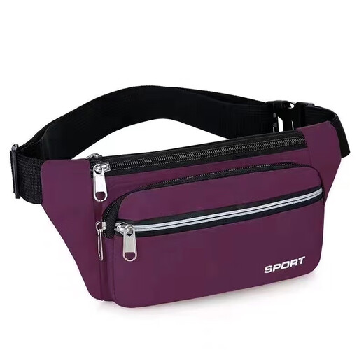 Waist bag, women's mobile phone bag, waterproof, wear-resistant, multi-functional, large-capacity cash register business bag, men's construction site work sports bag, waterproof four pockets - Purple