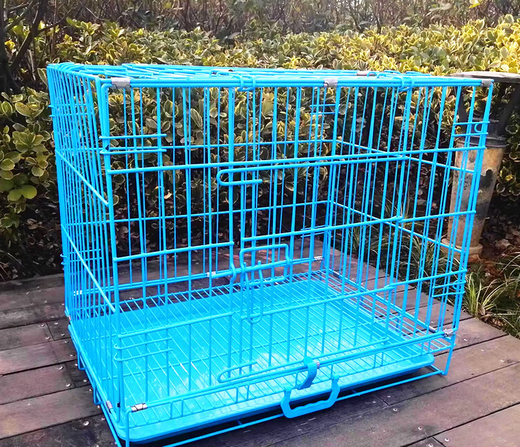HKML bold dongle folding portable assembly household breeding with toilet teddy bear pet cat cage chicken cage blue (with tray + grid) boutique S-50*35*43 (suitable for 8 Jin Jin equal to within 0.5 kg)