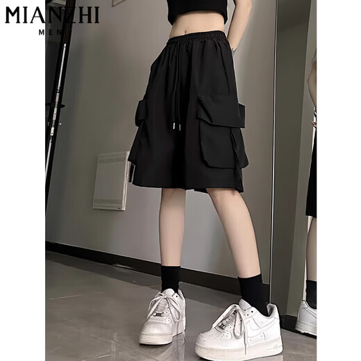 
Cotton American ice silk workwear quick-drying casual shorts for women's summer thin 2025 new small wide-leg five-point pants 204 black [high quality 20.5] L 100-120Jin [Jin equals 0.5 kg]