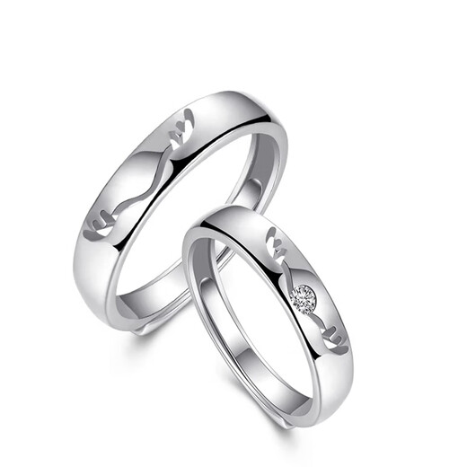 EothPT950 Platinum One Deer With You Couple Ring Female Couple Ring Platinum Valentine's Day Birthday Gift for Girlfriend Women's PT950 Platinum Moissanite Ring + Certificate