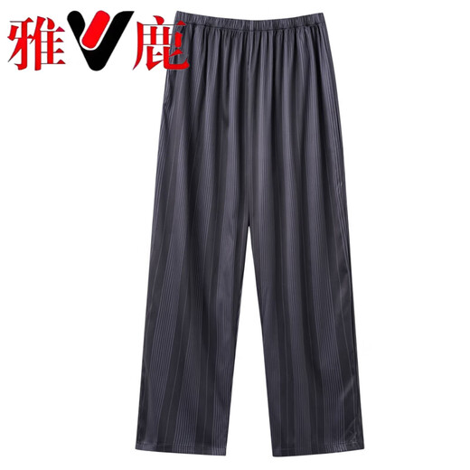 Yalu Bing Silk Pyjama Hosen für Männer Sommer dünn 2025 Neue Eis und Schnee Seide Kühle Straight Hosen können außerhalb der Heimathose Silky Marine Blue 42mk15906 L getragen werden