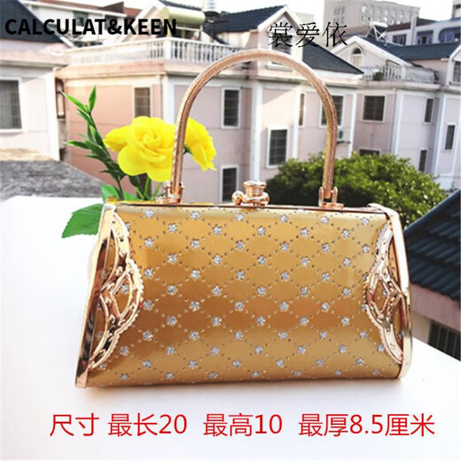 CALCULAT&KEEN金色手拿包晚宴包公主包包包女公关包dj手提包 金丝格