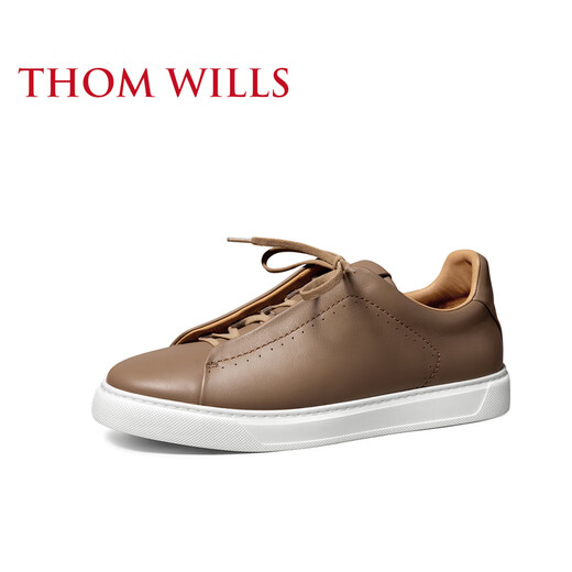 THOM WILLS真皮板鞋男一脚蹬运动休闲鞋舒适百搭透气懒人鞋通勤夏 灰褐色G878 41 /7.5码