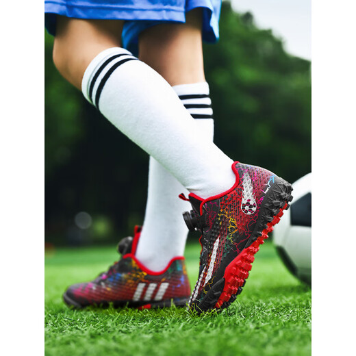 Nuevos zapatos de fútbol de fútbol para niños de Velcro Spring Spring Botón para niños y estudiantes Caquetas de entrenamiento de Competition Training Training para niñas 6199 Black and Blue Thredded Ups [Compre un par de cinco] 29