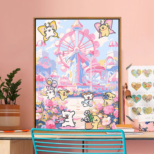 2025 new line puppy digital oil painting DIY cure cartoon children's hand-painted fill coloring oil painting LL13886 20*30cm thick solid wood inner frame acrylic pigment + special