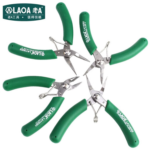 LAOA old A mini needle nose pliers stainless steel toothed electronic pliers needle nose pliers household 4 inches LA119203