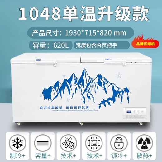 扬子鳄冰柜商用家用冷柜卧式大容量全冷冻柜展示柜 【1048单温数显】一级节能|纯铜管 全铜管制冷（现货速发）