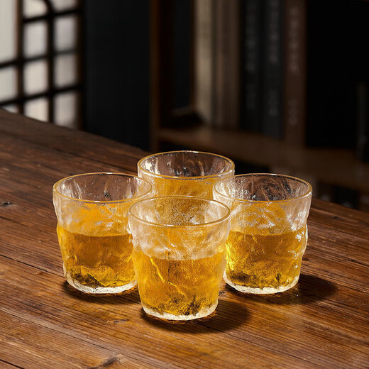 [Internet celebrity hot product] Glacier pattern glass cup fashion trend ins Feng Juice glass wine glass water cup Glacier short cup 250ml 1 piece