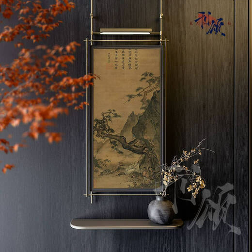 咏幻新中式客厅沙发背景墙挂画山水风景风四联组合餐厅走廊装饰画 s款 78198cm画框58125cm带灯