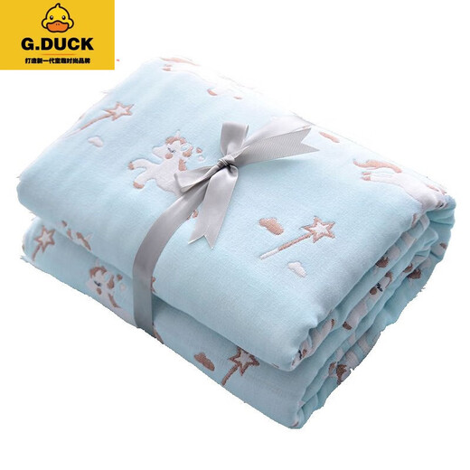 G.DUCKKIDS婴儿浴巾儿童夏季六层纱布纯棉盖毯婴儿洗澡巾超吸水宝宝四季通用 五彩扇叶 120*150