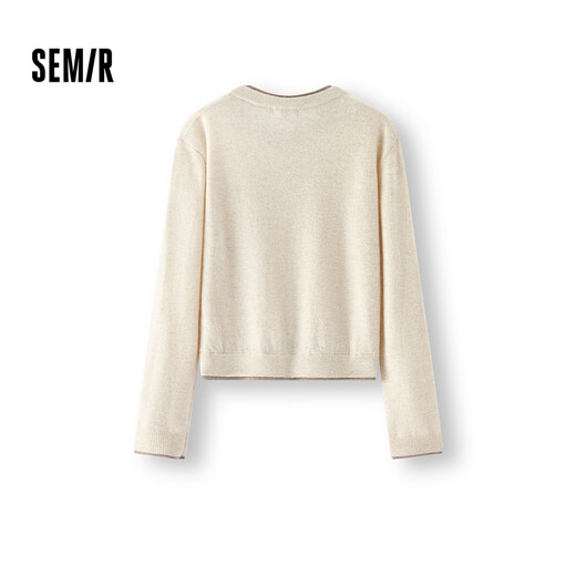 Semir knitted cardigan women's short fake two-piece round neck slimming 2025 winter embroidered woolen sweater 109725106001