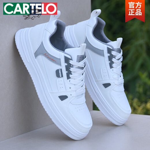 
CARTELO shoes for men Spring and Autumn 2025 new men's soft sole breathable white shoes for men versatile student trendy casual board shoes for men BK9910 white gray 39