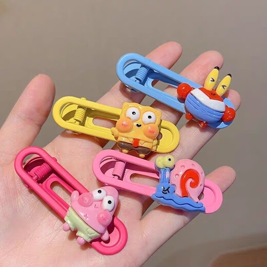 Dopamine Hair Accessory Colorful Dopamine Spongebob Hairpin Side Clip Patrick Star Clip Headwear Patrick Star Duckbill Clip
