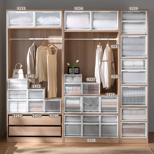 Boîte de rangement Yonghuan Tiroir en plastique Vêtements ménagers Armoire Boîte de rangement Boîte de rangement transparent Boîte d'organisation transparente 9227 Deep 44 Largeur 34 Hauteur 19 Prix One-Pack 365 jours / dix ans Garantie / Dégâts