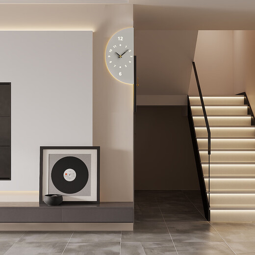 Psyche 2025 New Modern Simple Living Room Corner Double-Sided Wall Clock Home Silent Corner Clock Restaurant Clock Wall Wall Large + Voice Control Lamp + Swing Qiancheng Mobai
