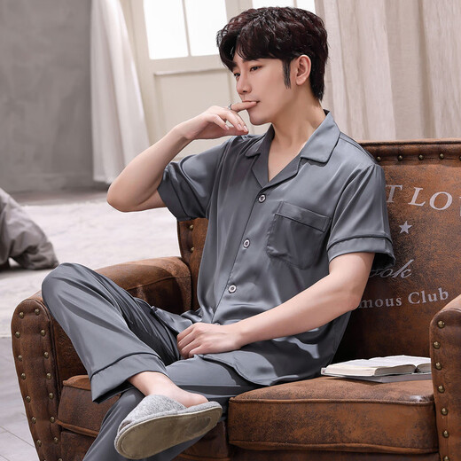 Yalu Pyjamas Herren 2025 neue kurzärmelige Hosen für Herren-Sommereiseisdünn dünner Sommer mit halbem Ärmeln 3899 Kieferngrün 2xl Gewicht (150 Jin [Jin entspricht 0,5 kg] bis 170 Jin [Jin gleich 0,5 kg]))