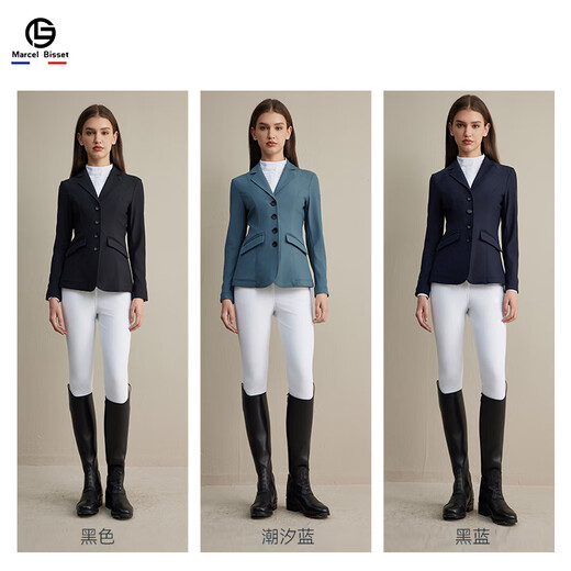 MARCEL BISSET成人马术骑士服 专业骑士服女 春夏马术比赛西服马术上衣 687 黑蓝色 均码 36