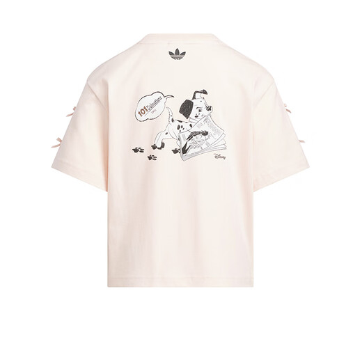 阿迪达斯 （adidas）童装女童T恤25夏季101斑点狗联名款缀蝴蝶结中大童纯棉短袖KG6625 KG6626 奇迹石英色 170 （吊牌170）