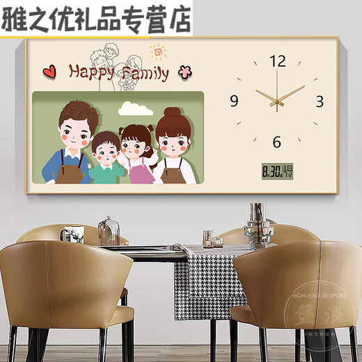 大尺寸万年历电表箱装饰画带钟表相爱一家人配电箱开关遮挡挂画 JD12799升级万年历+钟表 80*40cm(遮挡70*30)