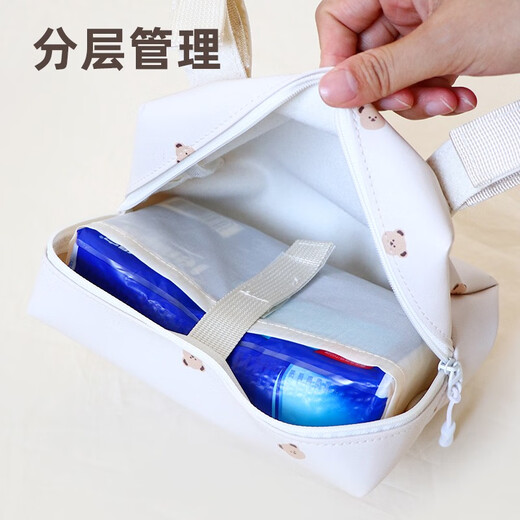 婴儿挂包遛娃神器置物袋推车纸巾包尿不湿带外出宝宝尿片配件挂钩 小熊棉布纸巾包