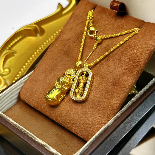 Li Biao inherited gold-coated silver new Chinese style Pixiu Vajra Pendant Wei Xue's same style moissanite diamond and magic pestle stacked clavicle chain Pixiu Vajra Pendant gold approx. 0.4 free zodiac sign