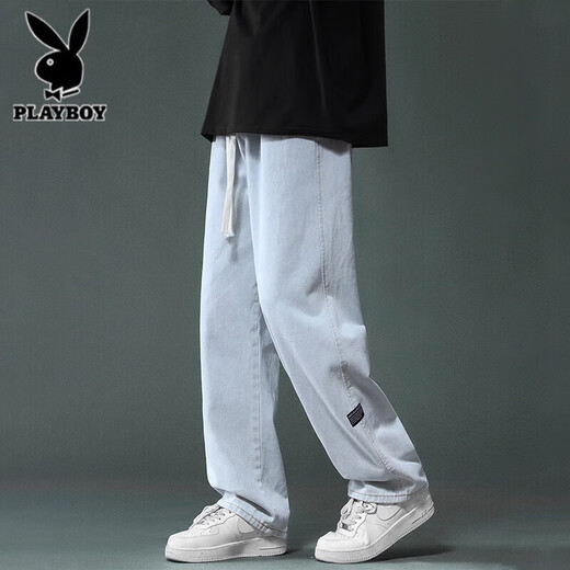 Playboy-Jeans für Herren Sommerdünne Stilmarke Lose Lose-Biging-Hosen für Herren All-Match Wide Legs Casual Long Hosen für Männer Lk826 Black 2xl [Vorgeschlagen 150-165Jin [Jin gleich 0,5 kg] tragen]