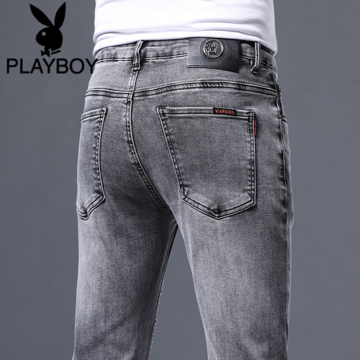 
Playboy (PLAYBOY) summer quick-drying thin men's jeans versatile slim feet stretch pants men's Korean style trendy youth trousers 1049 32