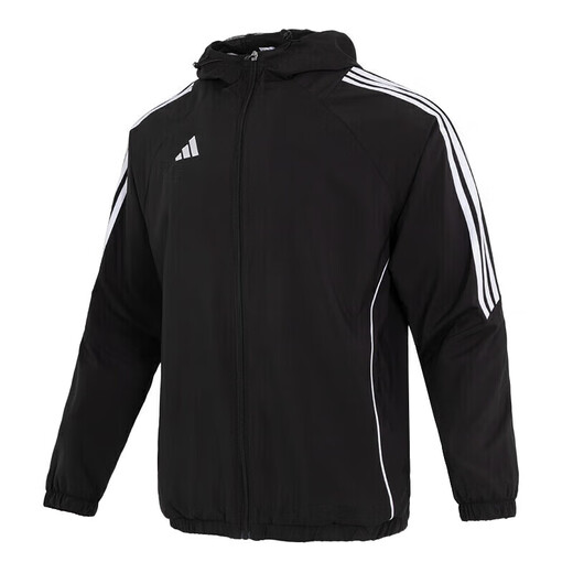 adidas Sportanzug Herren Sportwear Fashion Drei-Streifen gewebte Kapuzenjacke Jacke Casual Hosen Hosen ein Stück gewebte Jacke/Tasche mit Reißverschluss S