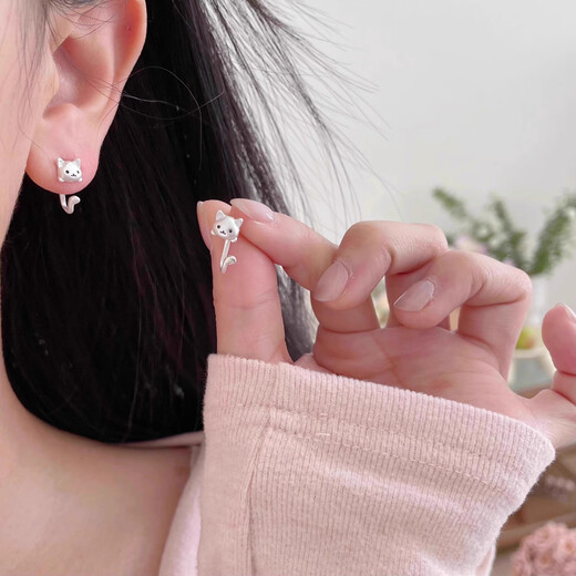 Cute kitten earrings for women niche design high-end light luxury earrings 2025 new popular earrings cute cat tail earrings 1 pair