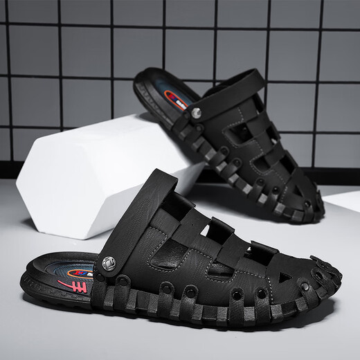 
STEFFIE LOVE2025 summer new men's shoes trendy two-wear driving sandals breathable beach shoes casual sandals men black 9901 39