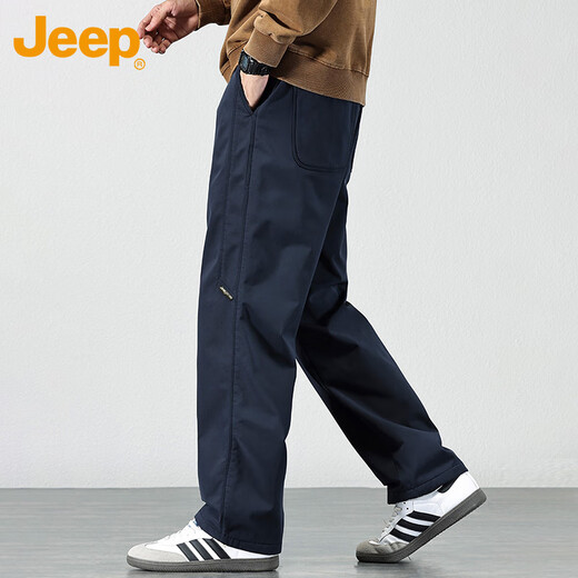 Jeep (JEEP) casual pants for men's spring and autumn trendy loose work pants for men's sports straight men's pants Navy blue XL