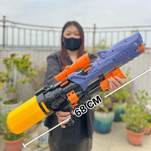 夏季超大号高压水枪玩具大容量抽拉式呲水枪户外沙滩戏水互动玩具 13882随机大号53CM水枪袋装