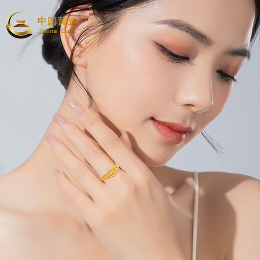 CHINA GOLD Crown Gold Ring Women's Pure Gold Living Jewelry Ring Wedding Gift for Girlfriend and Wife Birthday Gift Mid-Autumn Festival Pure Gold Ring Jingsuda