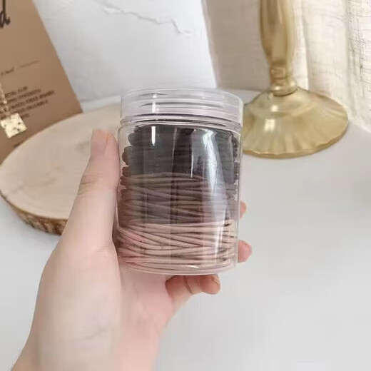 100 bottles of high elastic rubber band barrel hair rope headband simple hair rope candy color black black bottle of 100