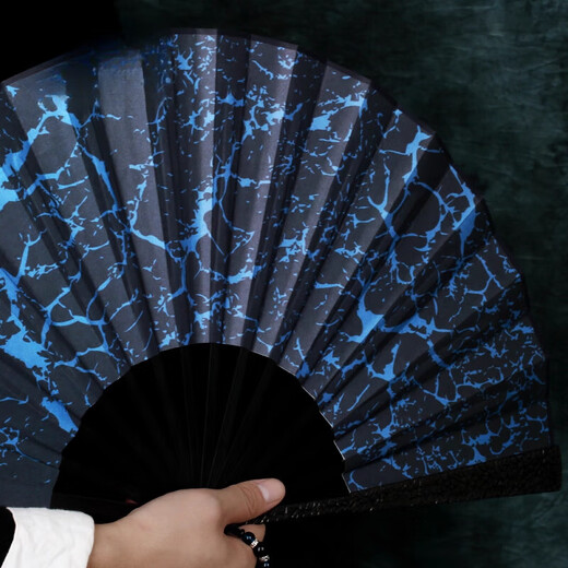 German quality titanium alloy kung fu fan ancient style high-end exquisite folding fan stone pattern martial arts kung fu iron fan steel bone anti-stone pattern nine-inch snake repair