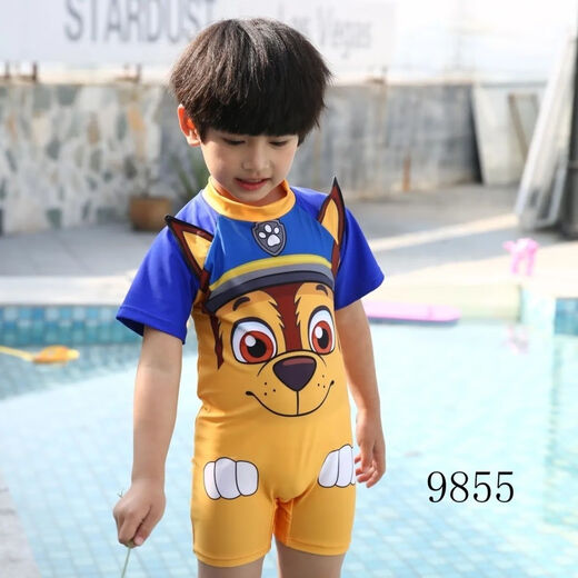 Ultraman Wangwang team children's swimsuit boy swimming trunks 2025 new boy long-sleeved swimsuit swim cap baby boy swimming suit one-piece 9855 XL
