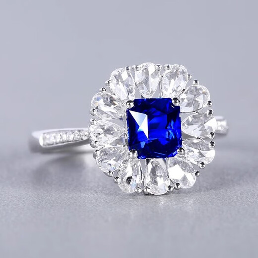 HEEKAIYI Sapphire Ring Female Royal Blue 18K Gold Diamond Ring Chinese Valentine's Day Birthday Gift for Wife and Girlfriend <Lifetime Warranty>