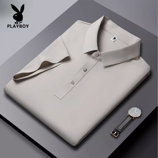 花花公子（PLAYBOY）高端夏季新款冰丝无痕短袖POLO衫男士商务休闲纯色速干薄款t恤男 HT/YH12358大红 短袖POLO衫 2XL 【建议145-165斤】