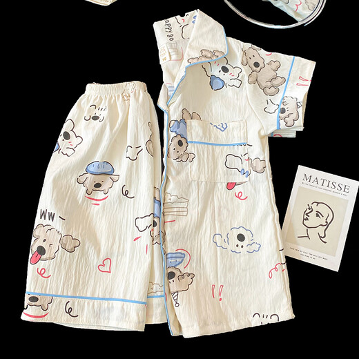 SHIRUMENG Pyjama pour enfants pour femmes shorts shorts Little Girl 2025 Nouveau Summer Princess Style Sweet Girl Cartoon Home Clothes 755 # Soft Skin-Friendly [SHORST SHORSS + Shorts] 110 Children's 8 Taille 100-110cm 30-40jin [Jin est égal à 0,5 kg]