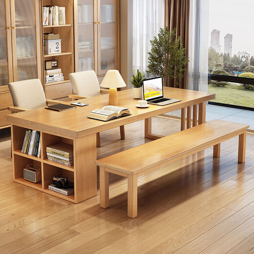 Mark Mu Liangpin Massivholz Tisch Esstisch Integrated Long Table Study Tisch Konferenz Tabelle Großer Board Tabelle C9904 Weiß 2.0m